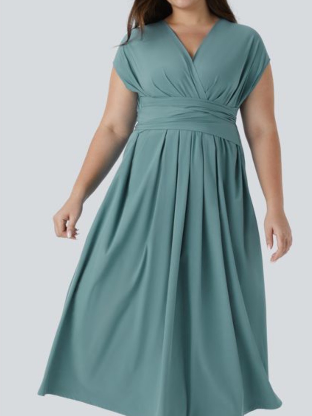 HALARA Seafoam Green Wrap Maxi Dress